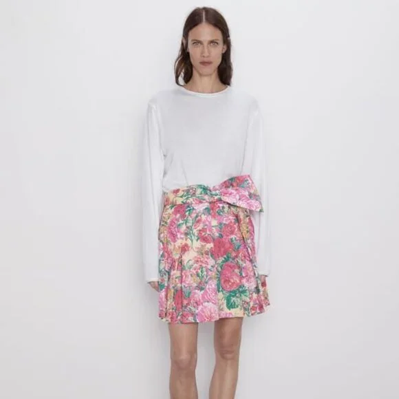 ZARA FLORAL PRINT MINI SKIRT SIZE M - Picture 2 of 14